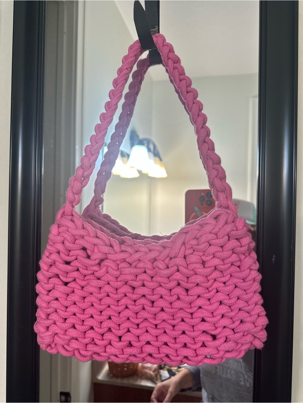 a new day Braided Crochet Mini Bag in Pink